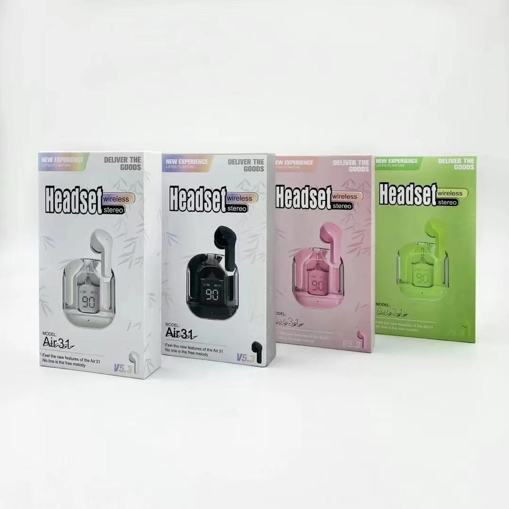 Air 31 Wireless Earbuds with Transparent Crystal Case 5.3