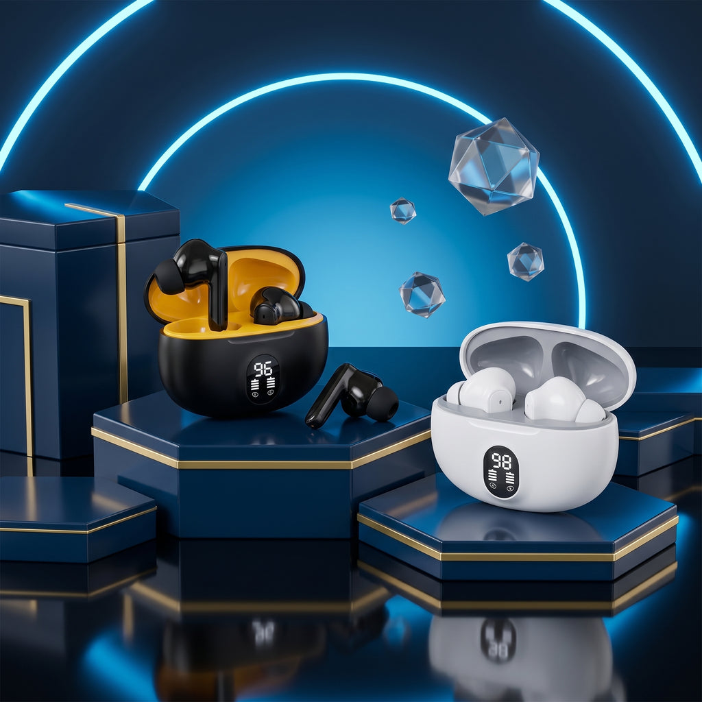 Stereo 895B wireless earbuds is the LED display,