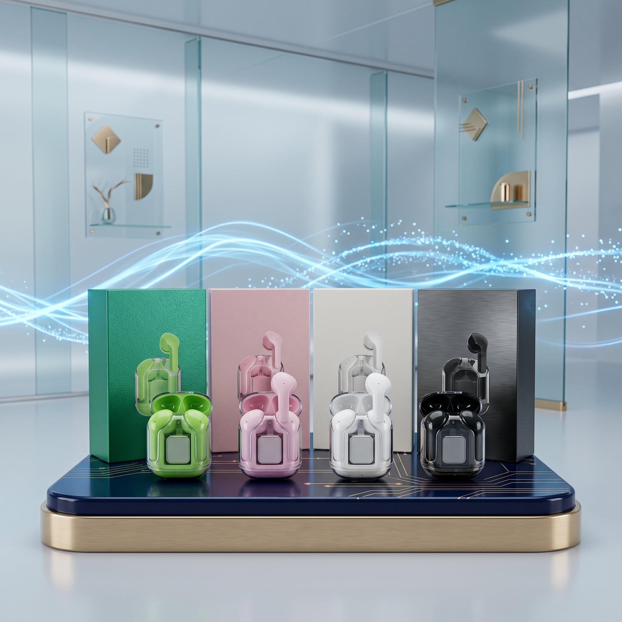 Air 31 Wireless Earbuds with Transparent Crystal Case 5.3